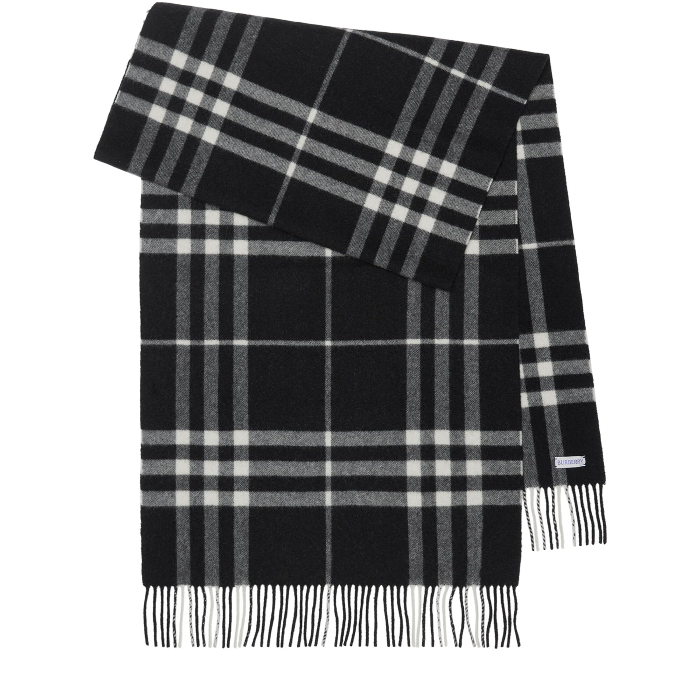 Black Cashmere Wide Check Scarf