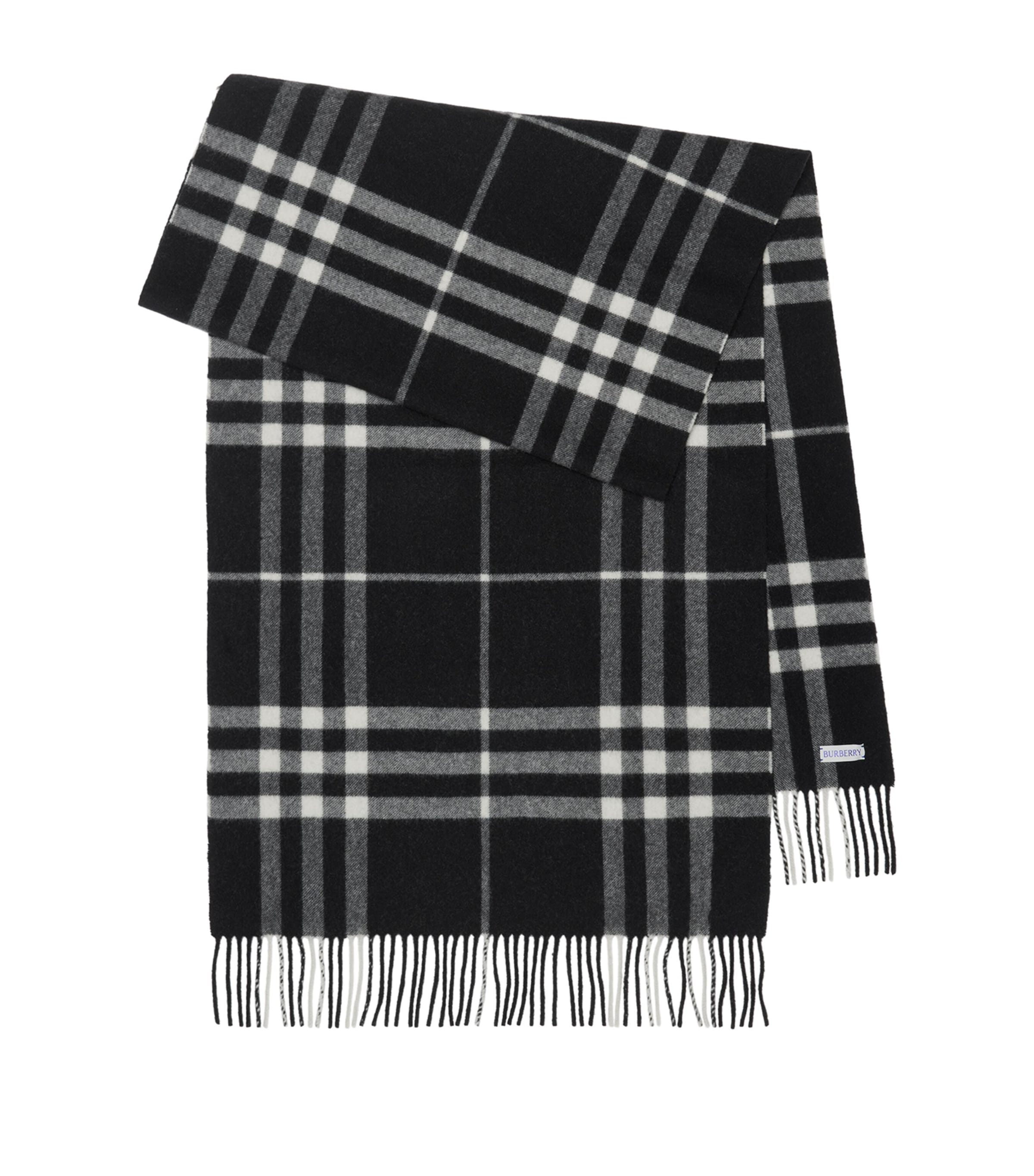 Black Cashmere Wide Check Scarf
