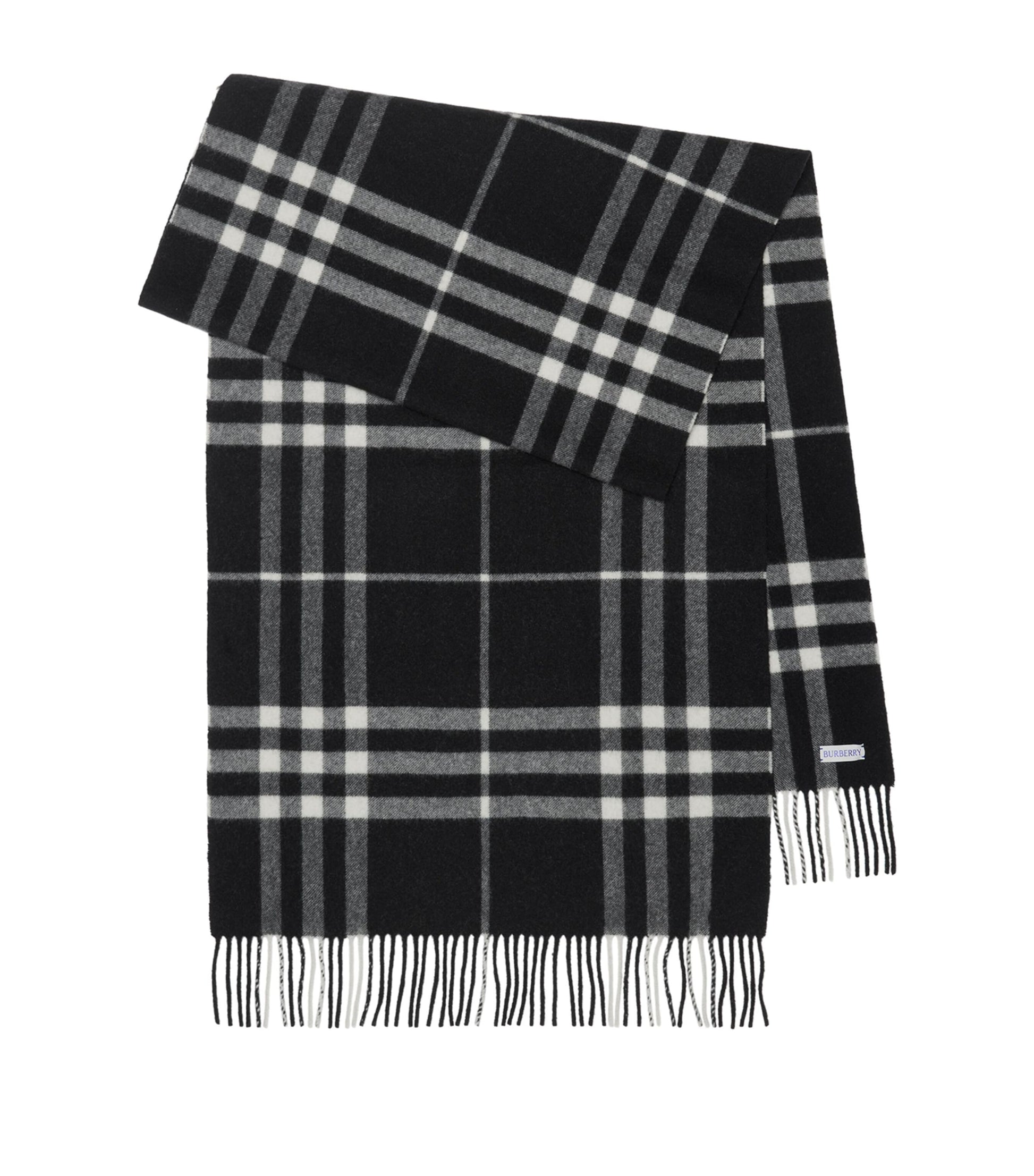 Black Cashmere Wide Check Scarf