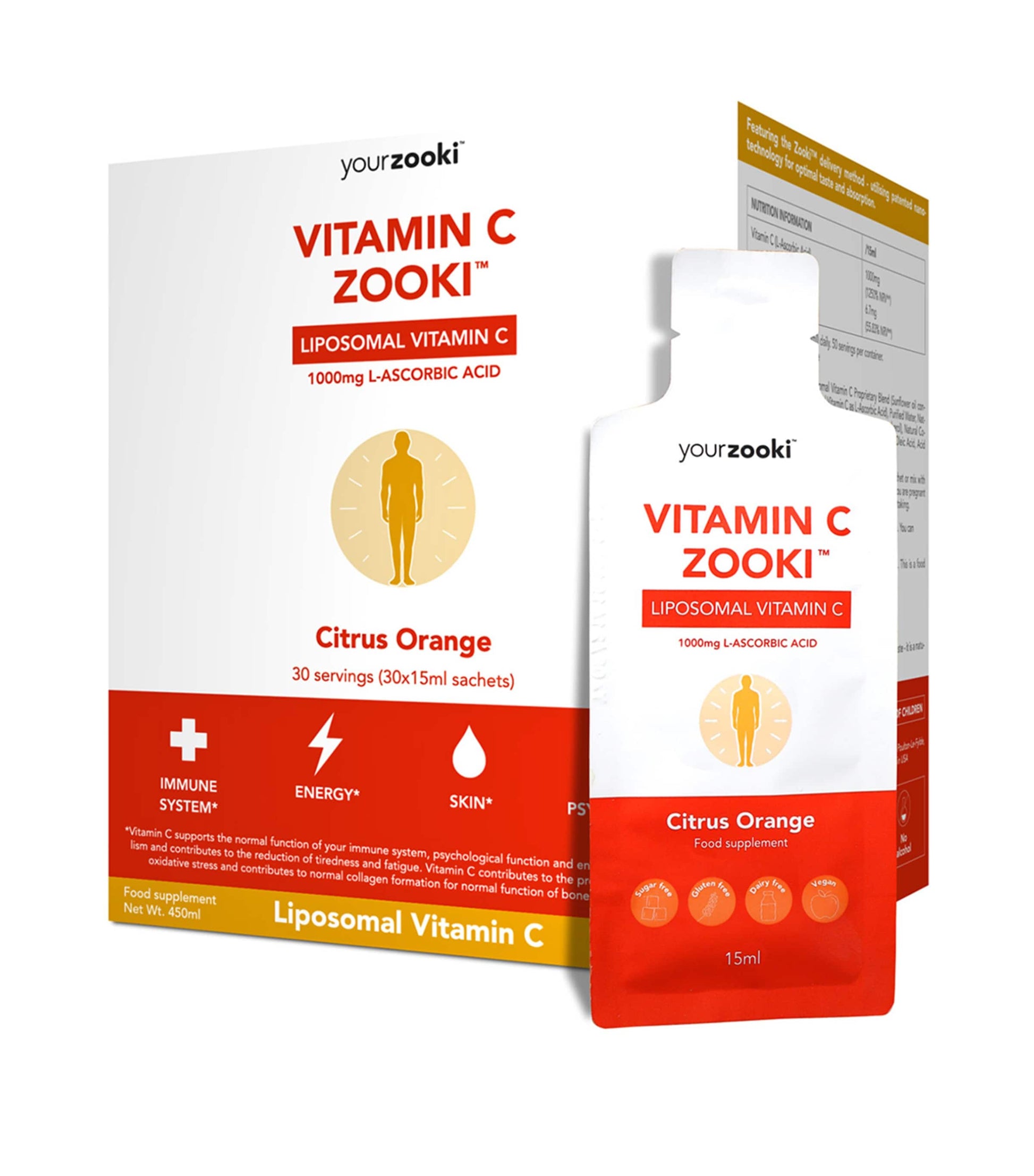 YourZooki Liposomal Vitamin C 1000mg Liquid Sachets (Pack of 30)