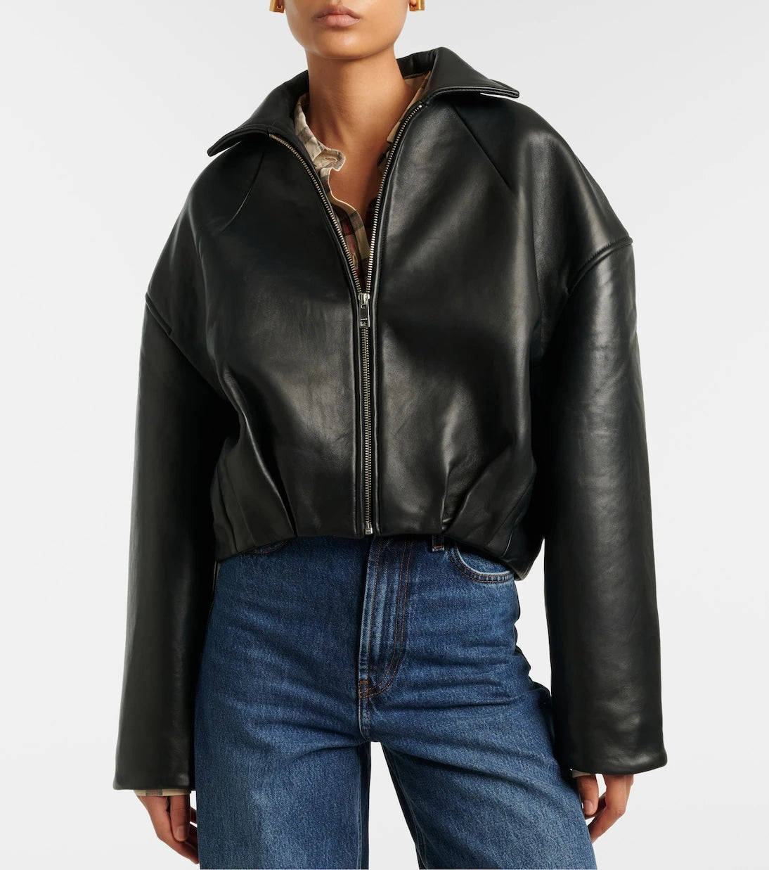 Rotate - Bonded leather blouson jacket