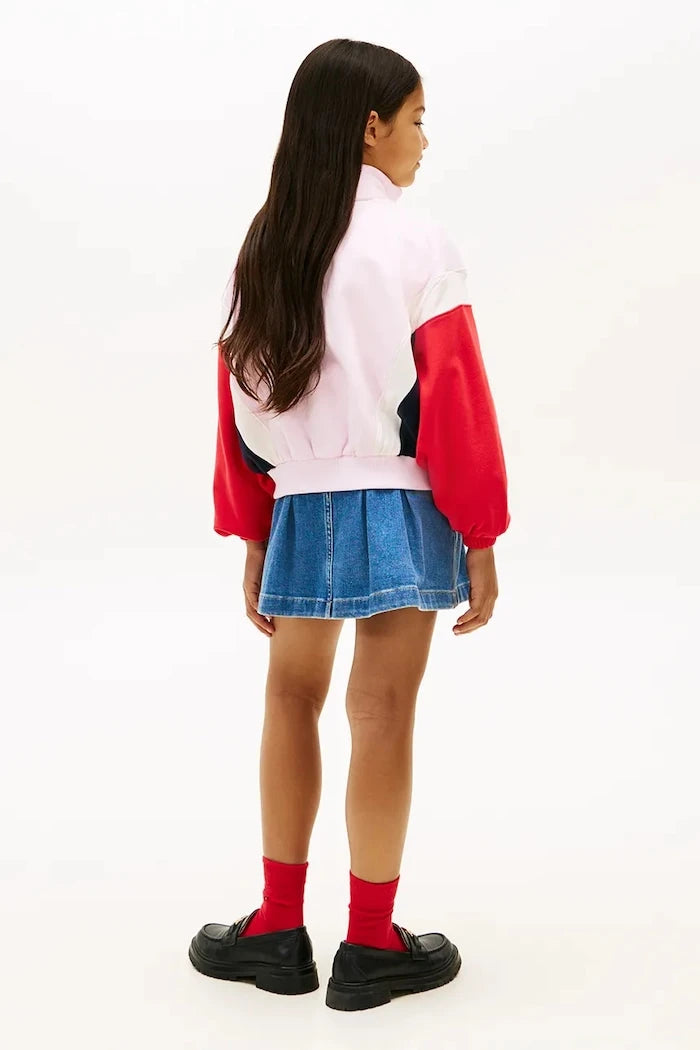 Tommy Hilfiger çocuklar için pamuk ve elastanlı fermuarlı sweatshirt