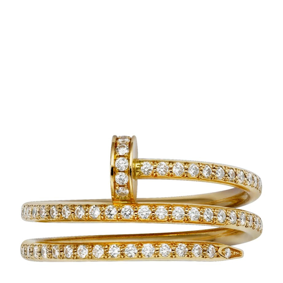 Yellow Gold and Pavé Diamond Double Juste un Clou Ring