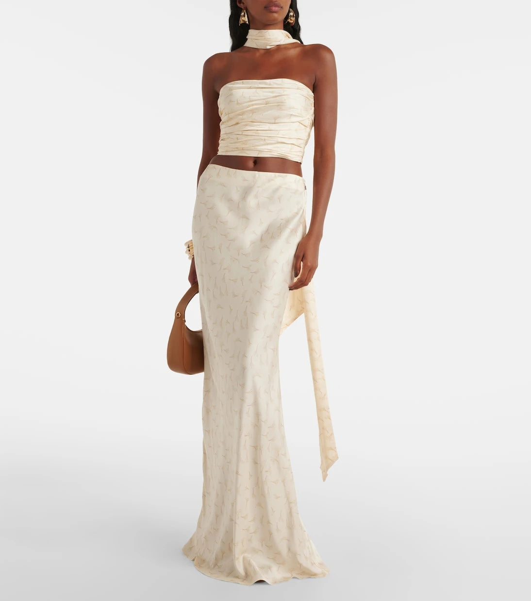 Rotate - Printed satin maxi skirt