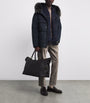 Yves Salomon Navy Down Waterproof Fox Fur-Trim Parka Coat
