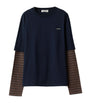 Blue Cotton Long-Sleeve T-Shirt