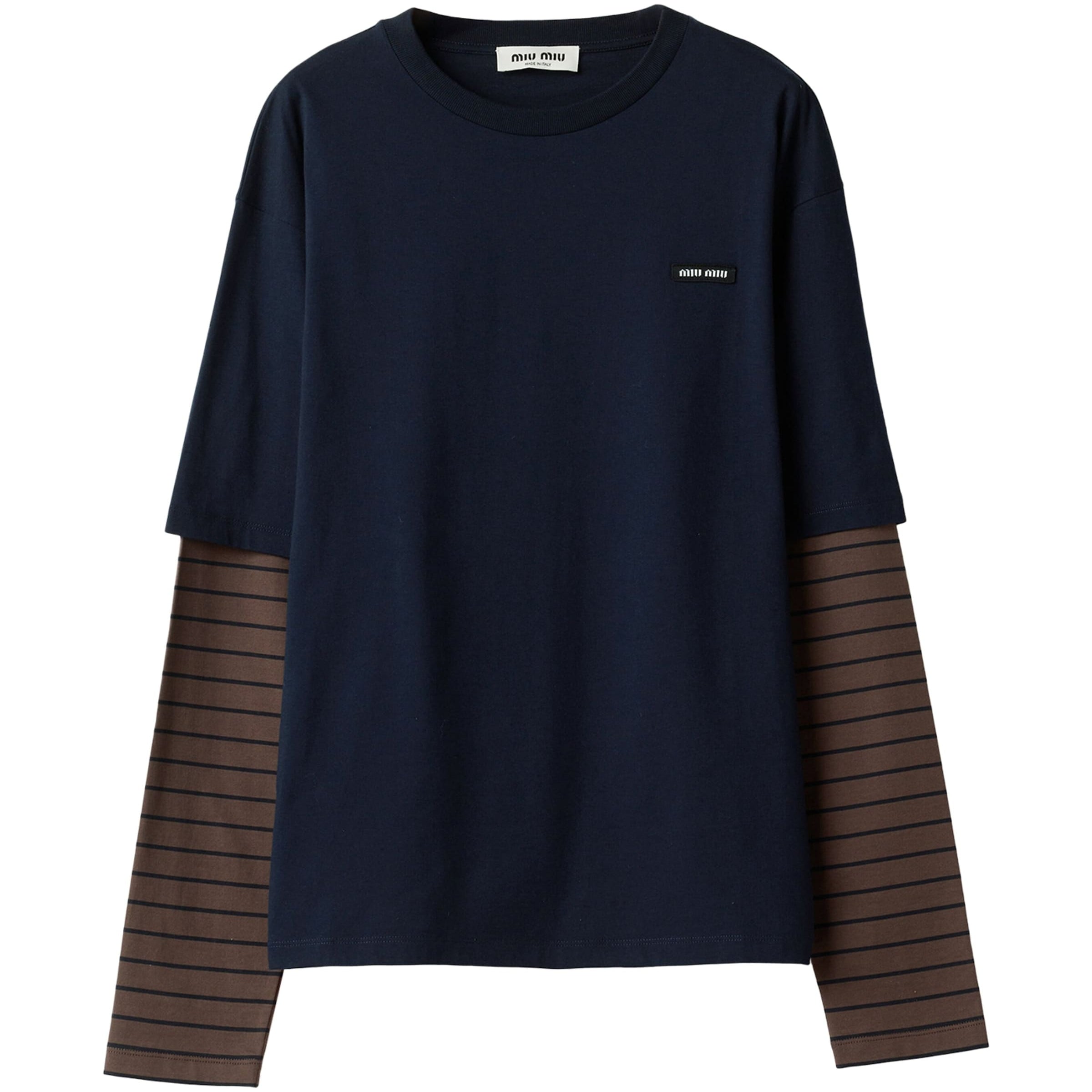 Blue Cotton Long-Sleeve T-Shirt