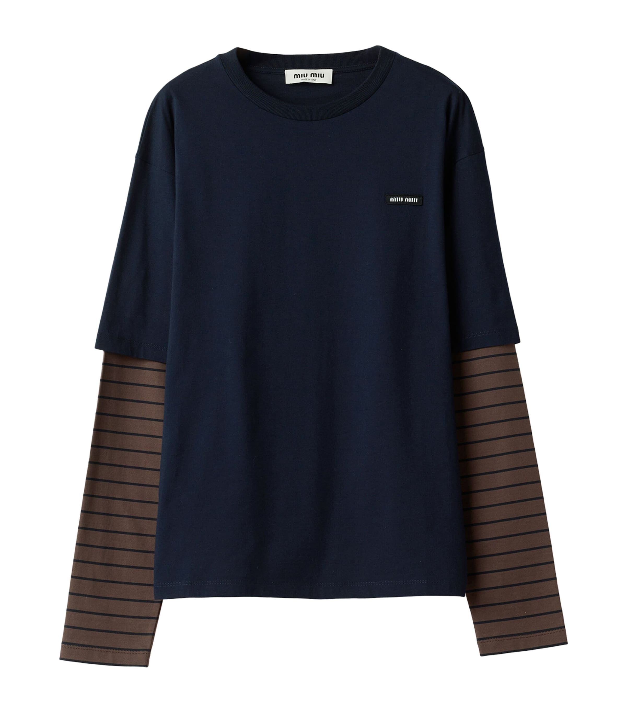 Blue Cotton Long-Sleeve T-Shirt