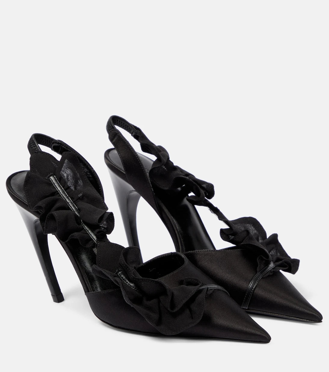 Nensi Dojaka - Ruffled satin slingback pumps