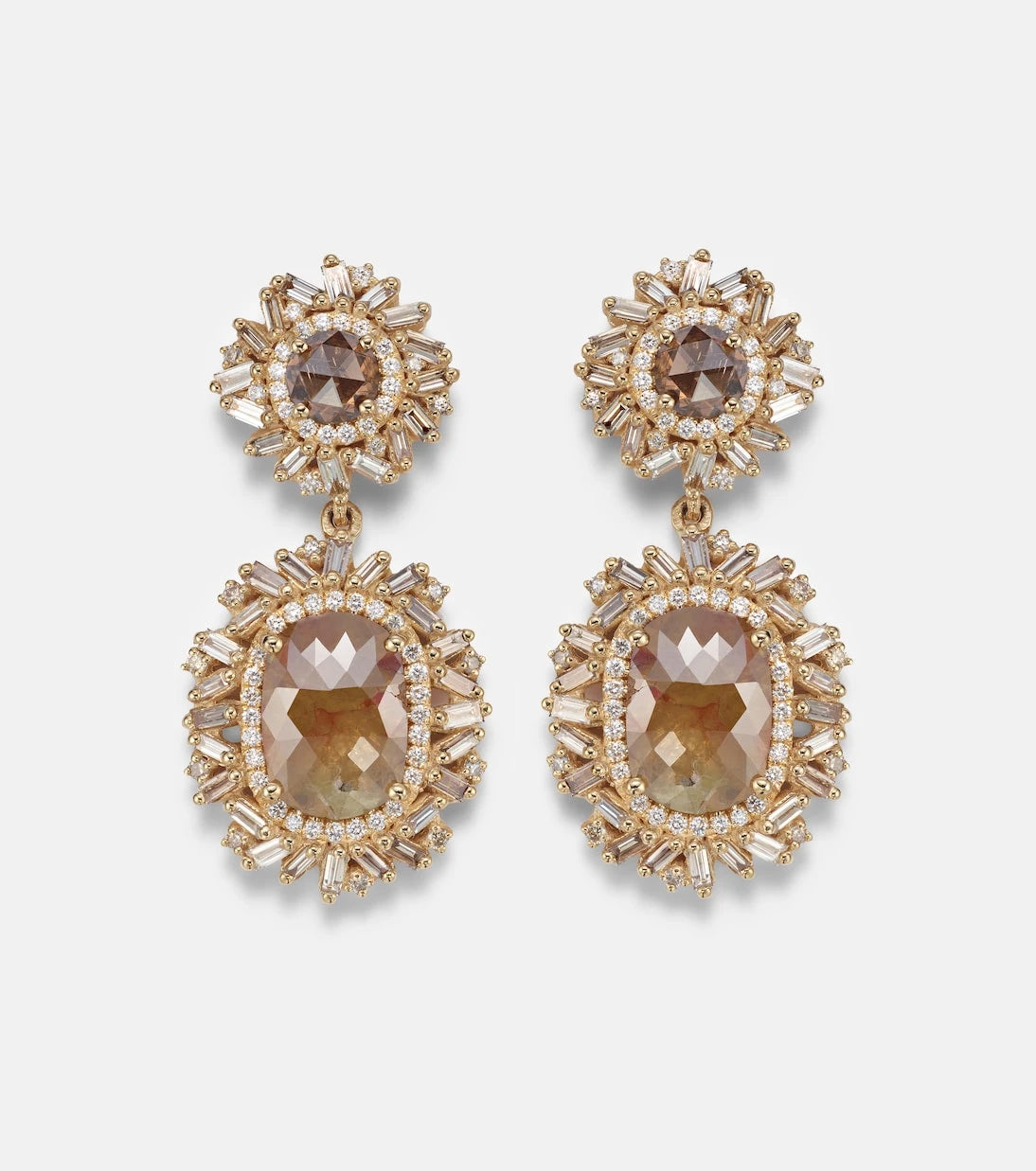 Suzanne Kalan - Doublet 18kt gold drop earrings with diamonds