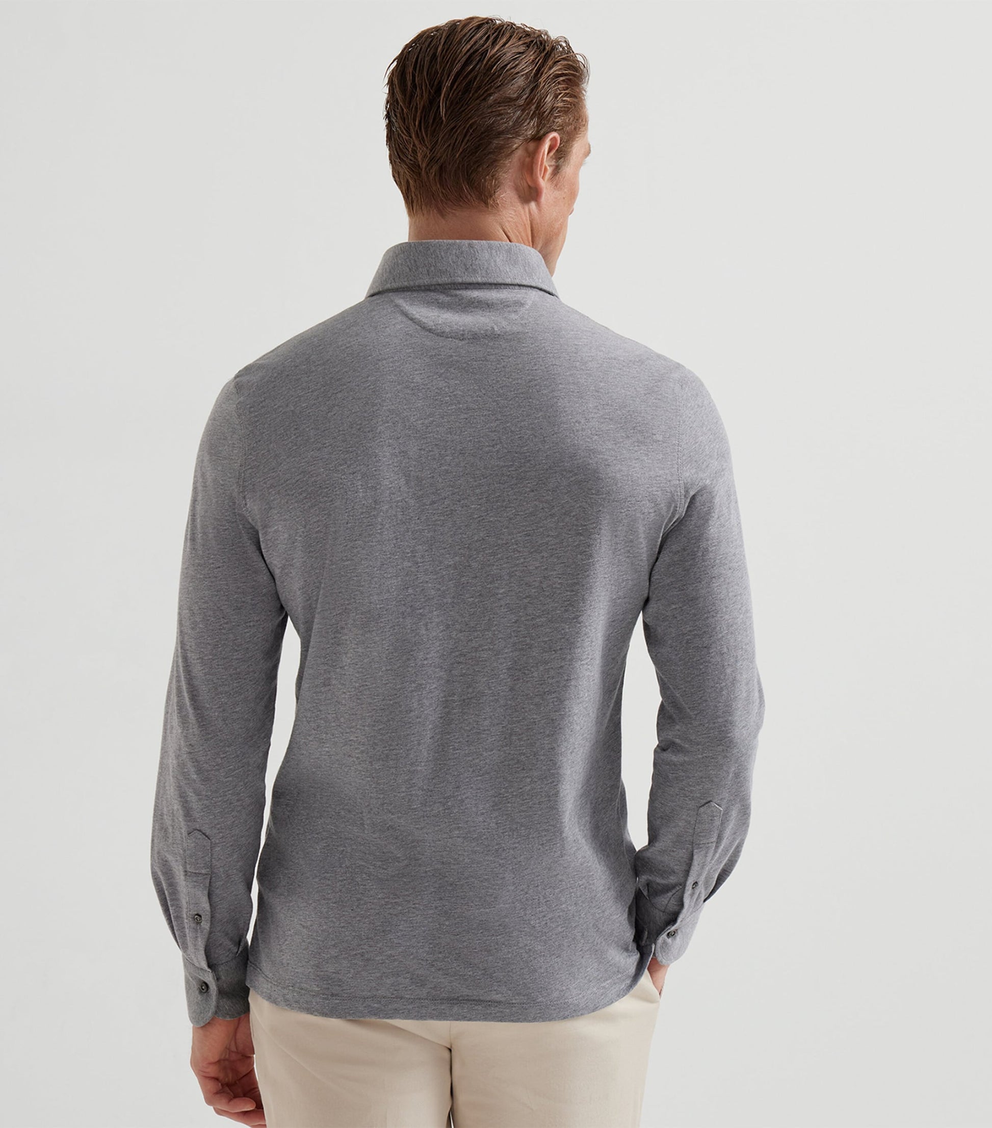 Cotton Long-Sleeve Polo Shirt
