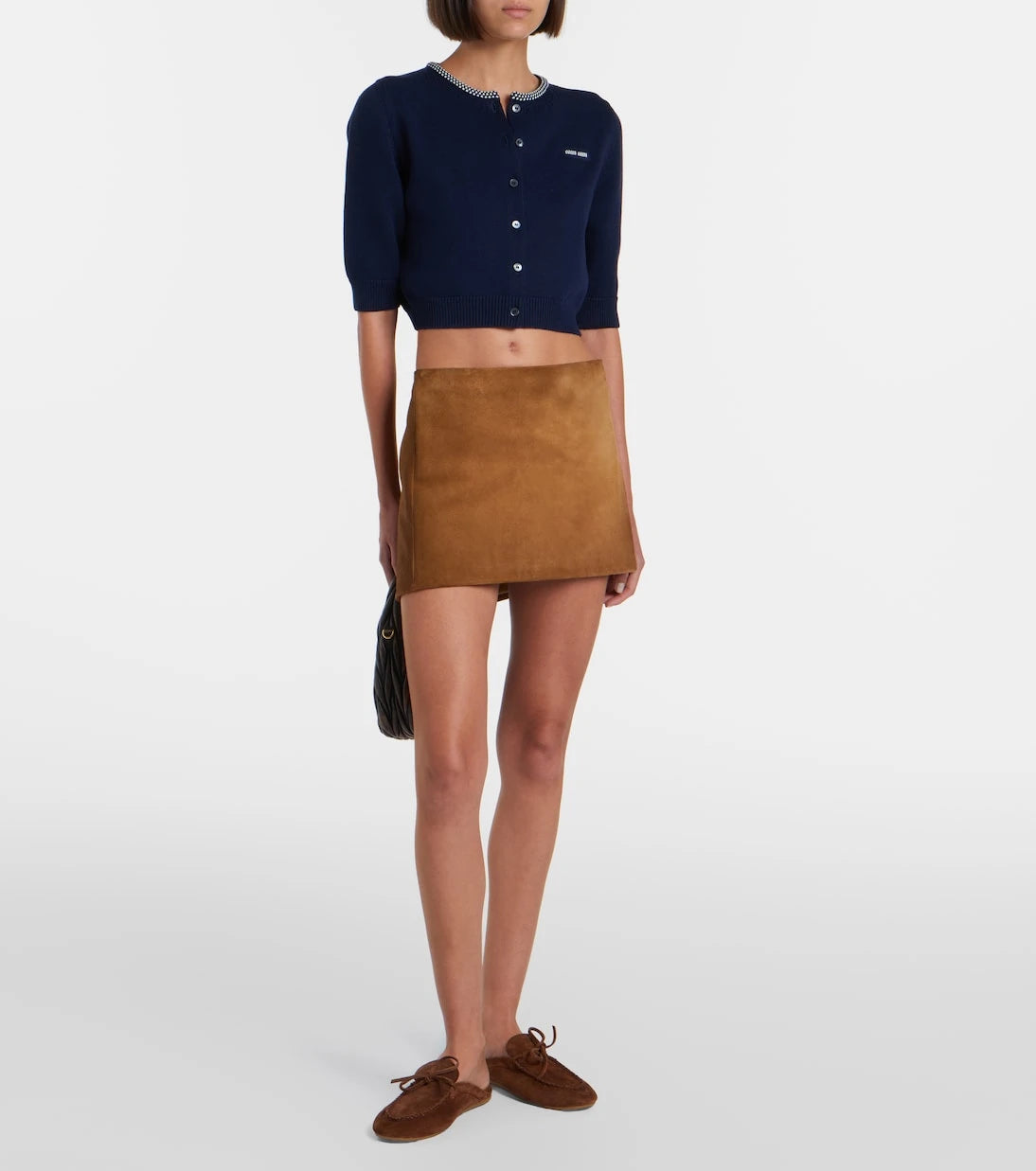 Miu Miu - Logo cropped cotton cardigan