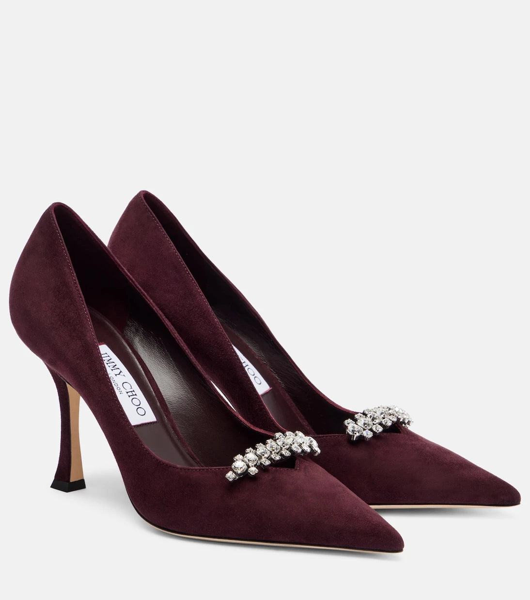 Jimmy Choo - Belinda 90 crystal-embellished suede pumps