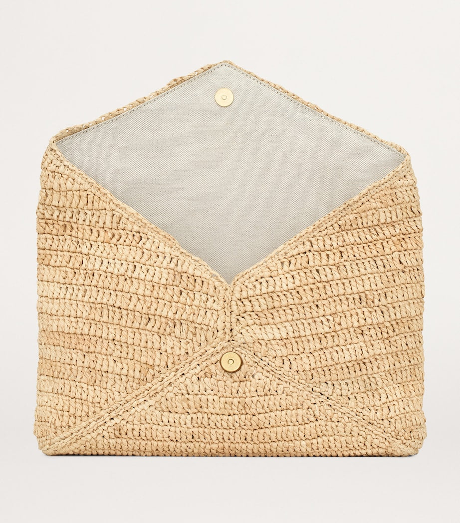 Saint Laurent Brown Raffia Cassandre Envelope Pouch