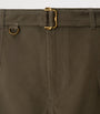 Brown Cotton Gabardine Belted Shorts