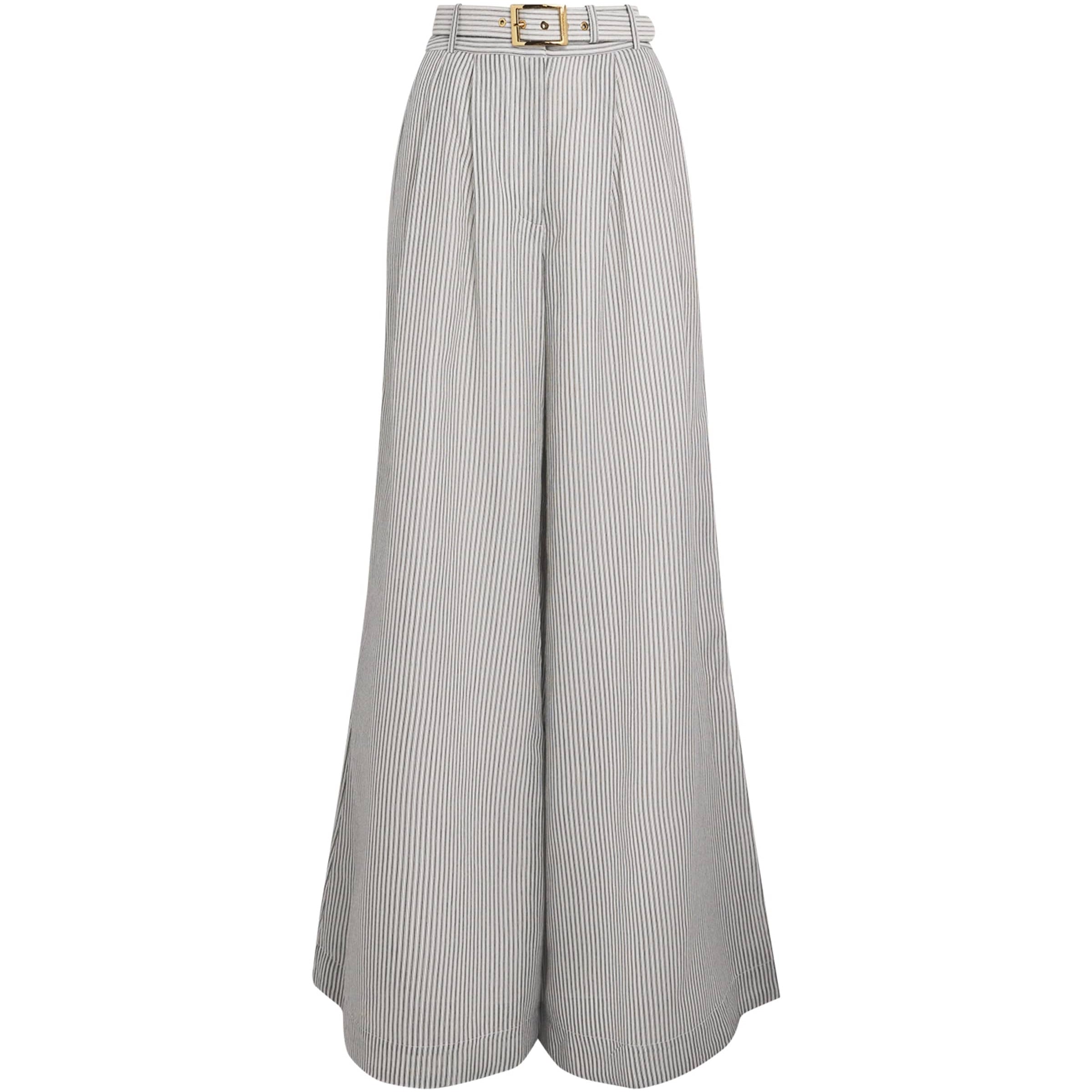 Zimmermann Multi Cotton-Silk Hypnotic Wide-Leg Trousers