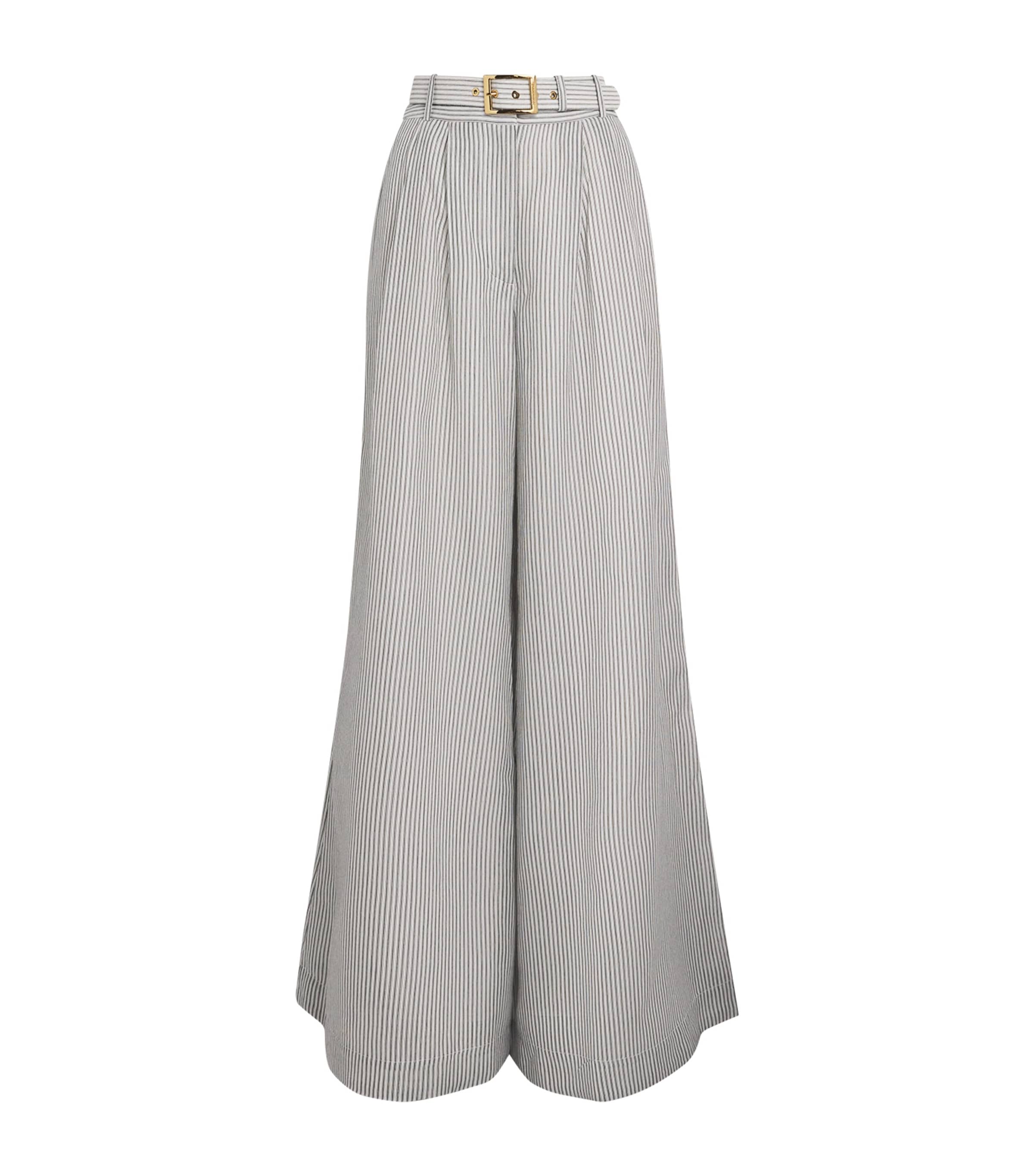 Zimmermann Multi Cotton-Silk Hypnotic Wide-Leg Trousers