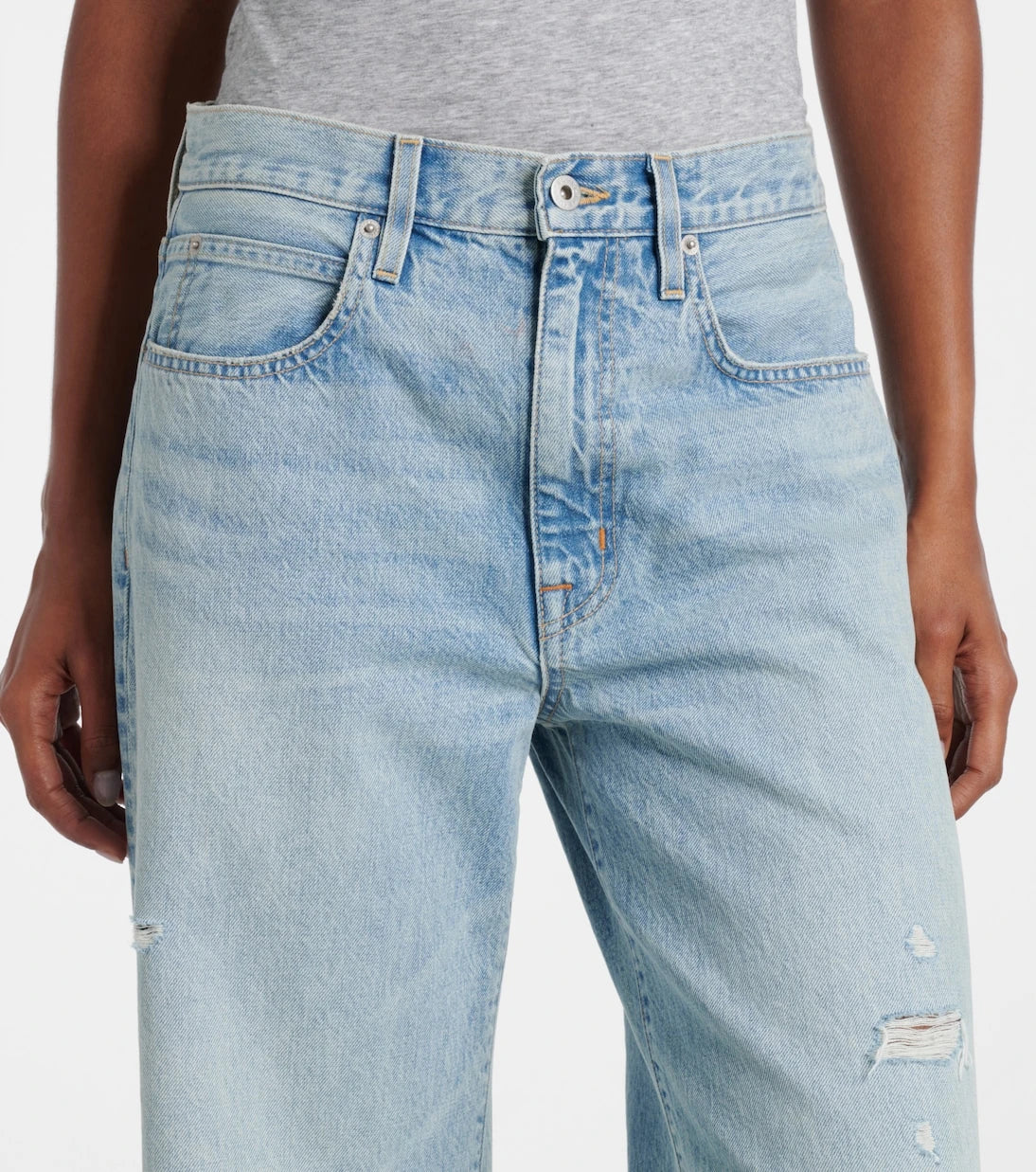 Slvrlake - Nico distressed mid-rise wide-leg jeans