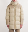 Beige Down Leather-Trim Parka