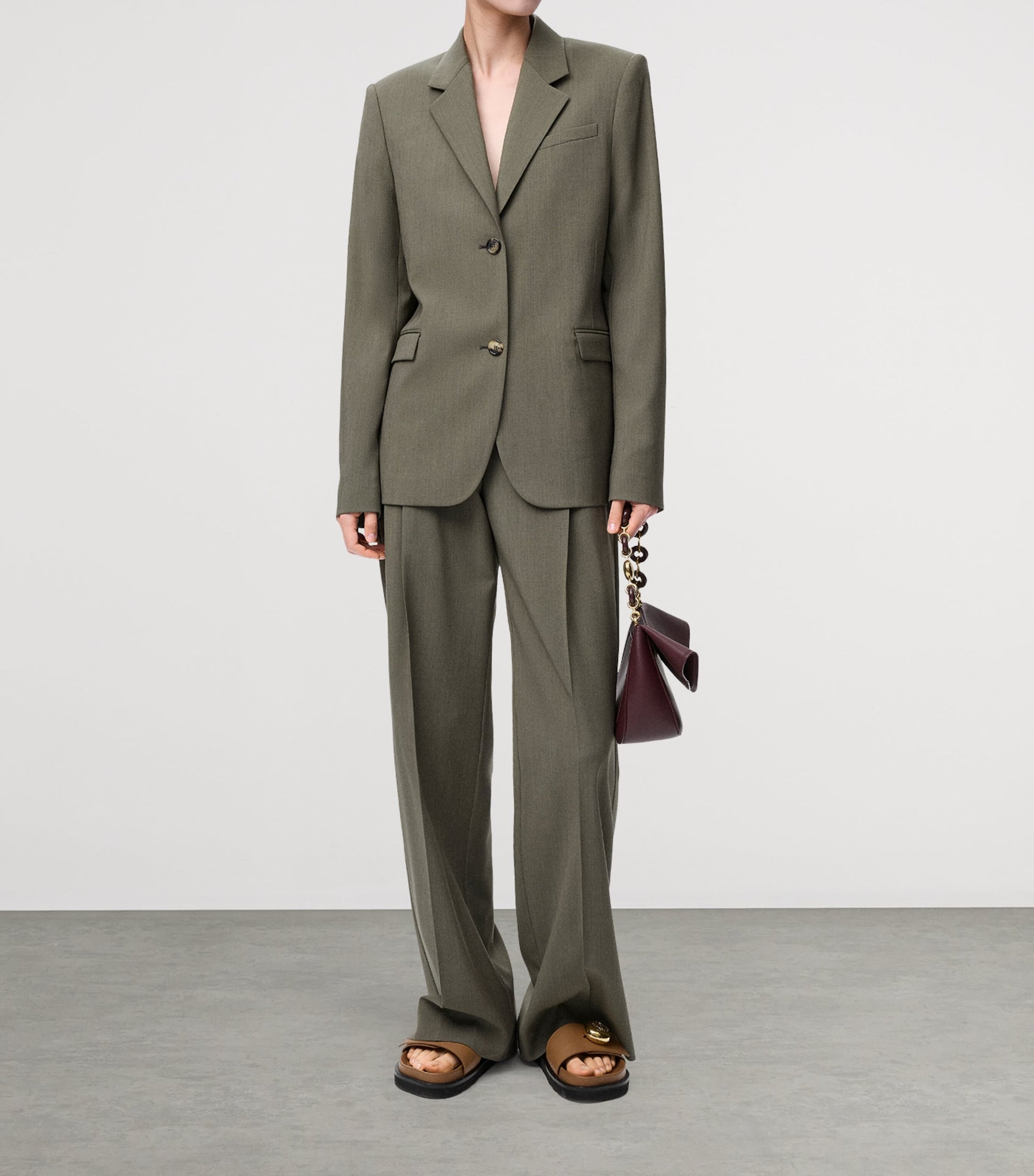 LOEWE Green Logo-Detail Tailored Trousers