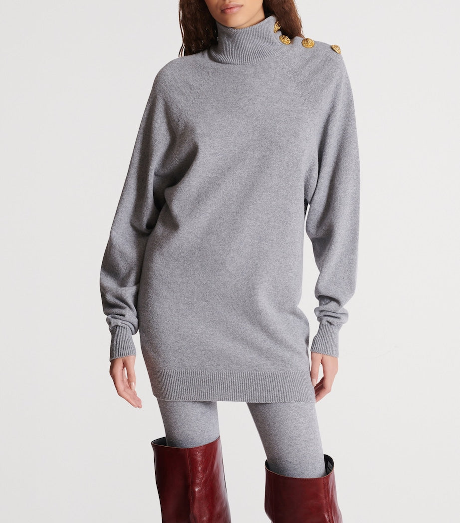 Grey Cashmere-Virgin Wool Mini Sweater Dress