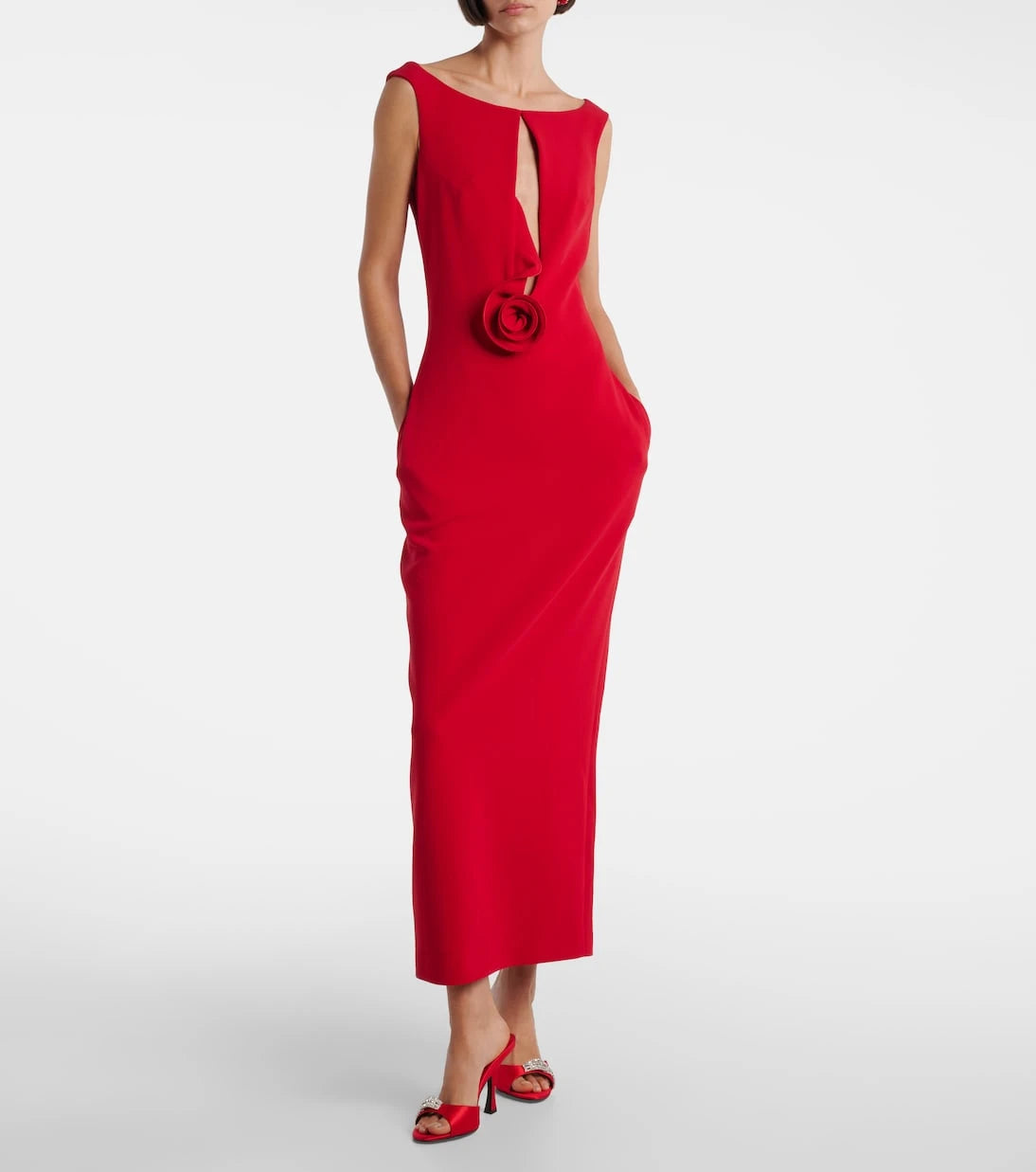 Magda Butrym - Floral-appliqué wool-blend gown