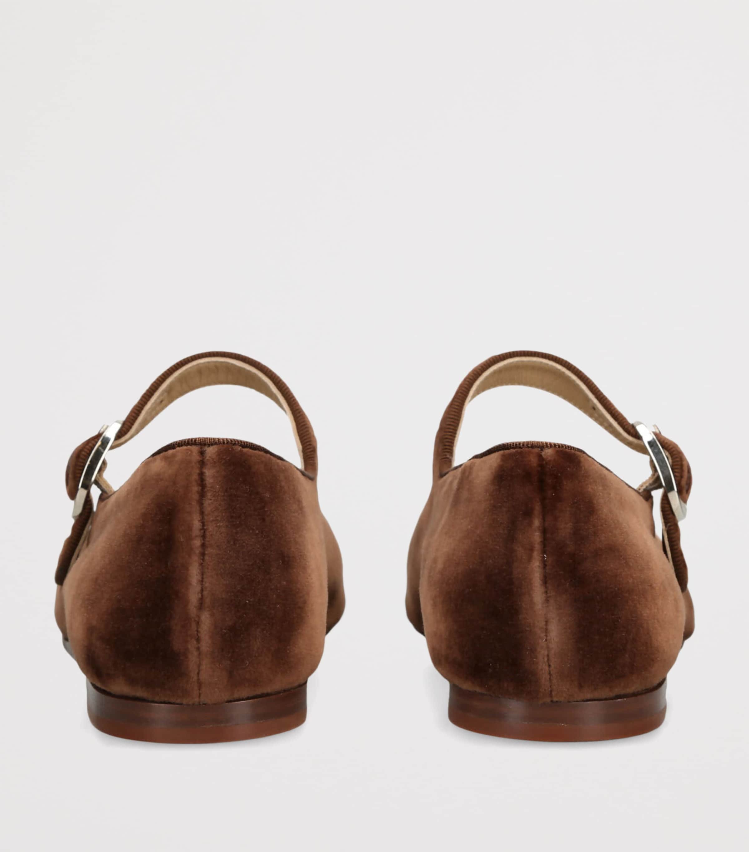 Le Monde Beryl Brown Velvet Mary Jane Ballet Flats