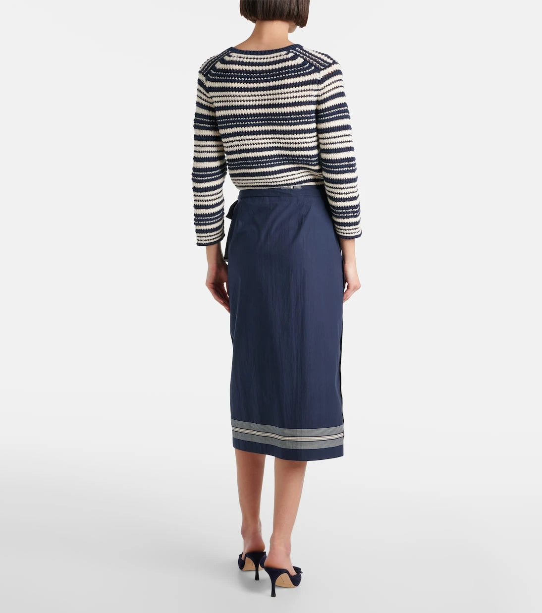 Vince - Striped cotton wrap skirt