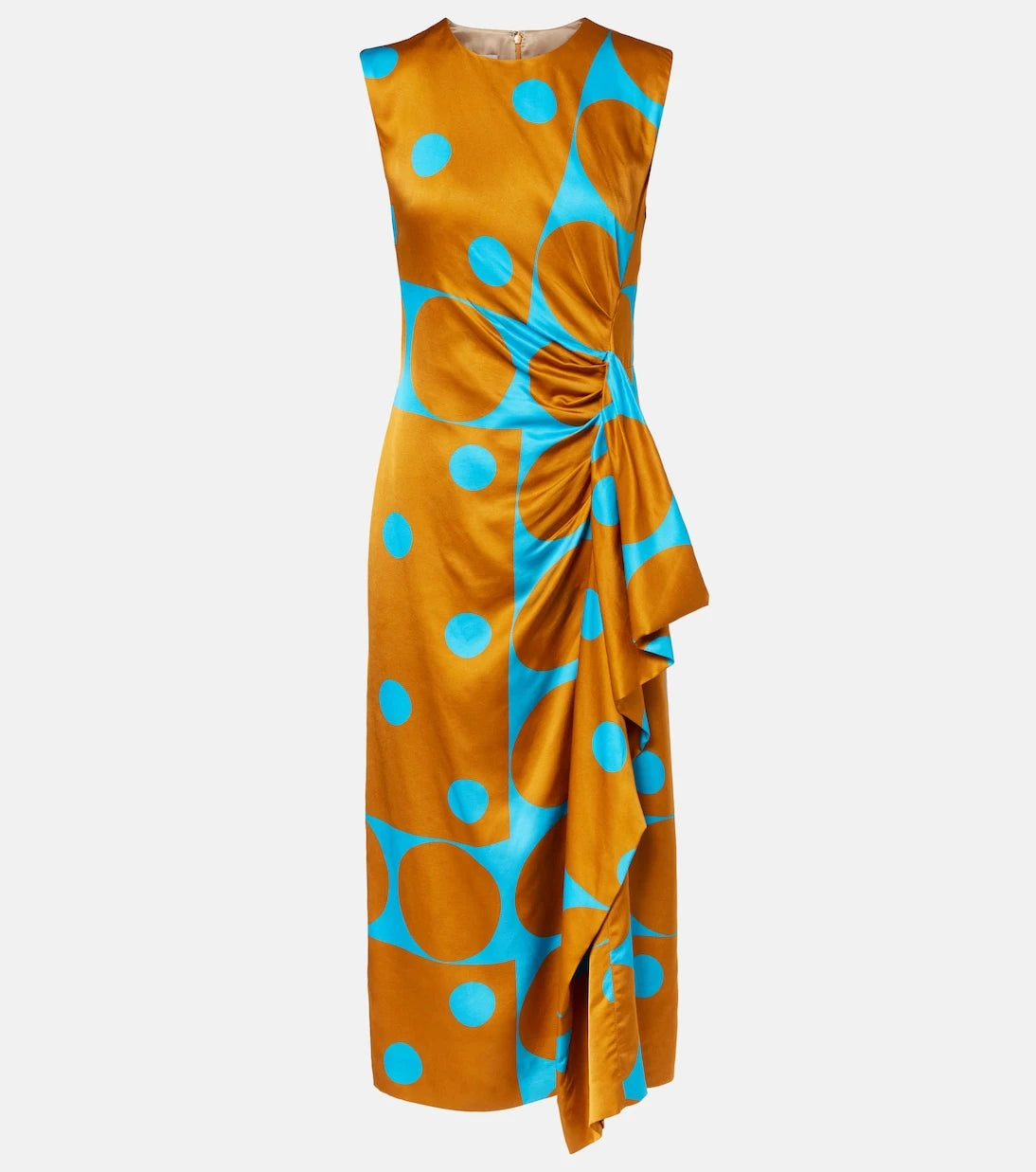 Dries Van Noten - Draped printed satin midi dress