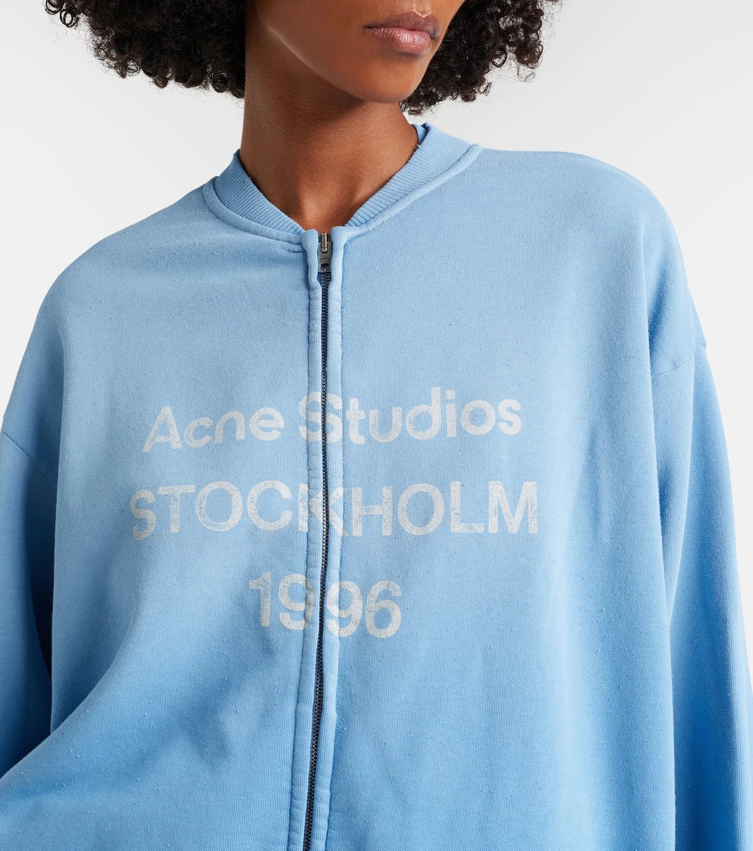 Acne Studios - سويت شيرت بقصة فضفاضة وسحاب، من مزيج القطن