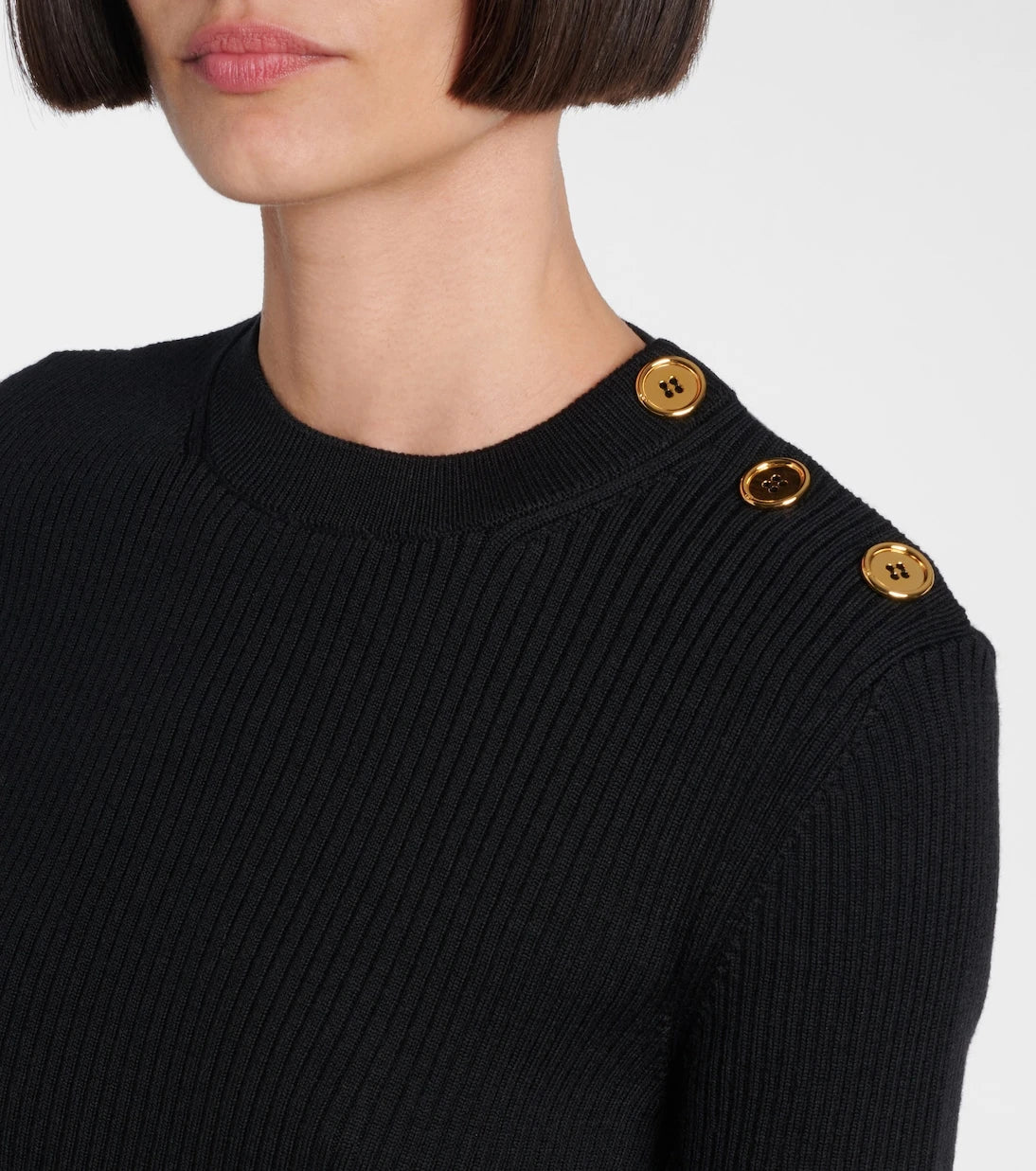 Patou - Ribbed-knit peplum wool top