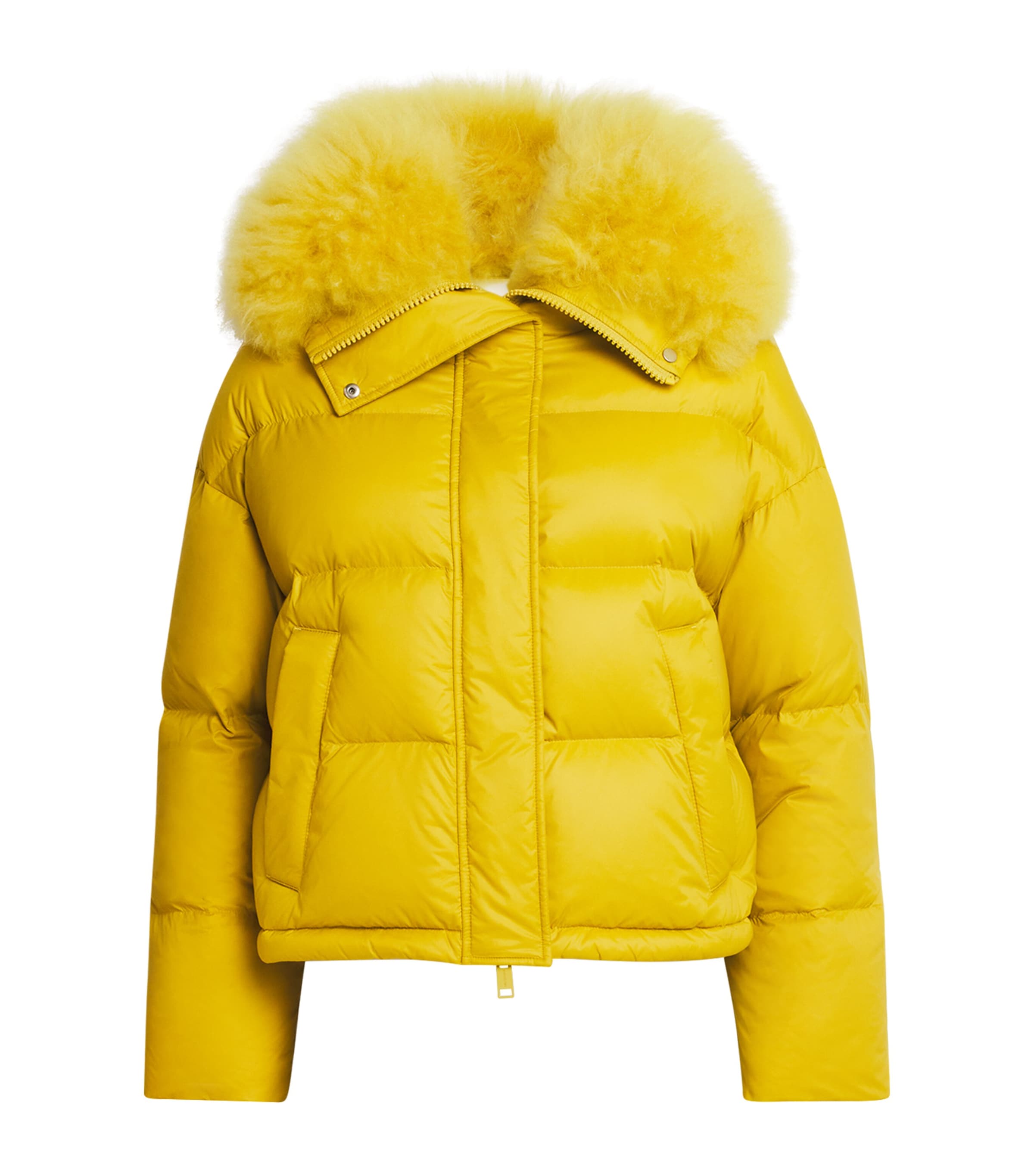 Yves Salomon Yellow Down-Fur Technical Puffer Jacket (60cm)