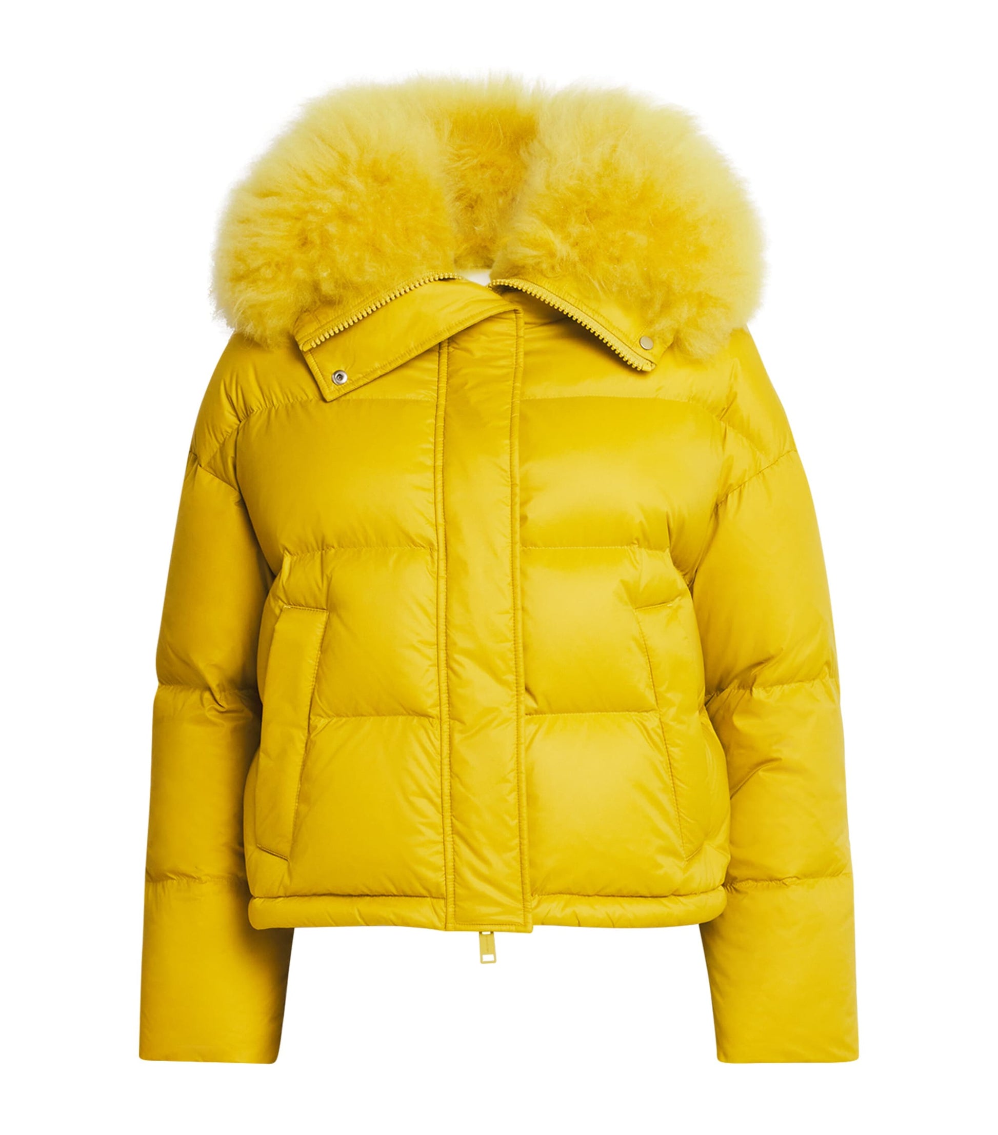 Yves Salomon Yellow Down-Fur Technical Puffer Jacket (60cm)