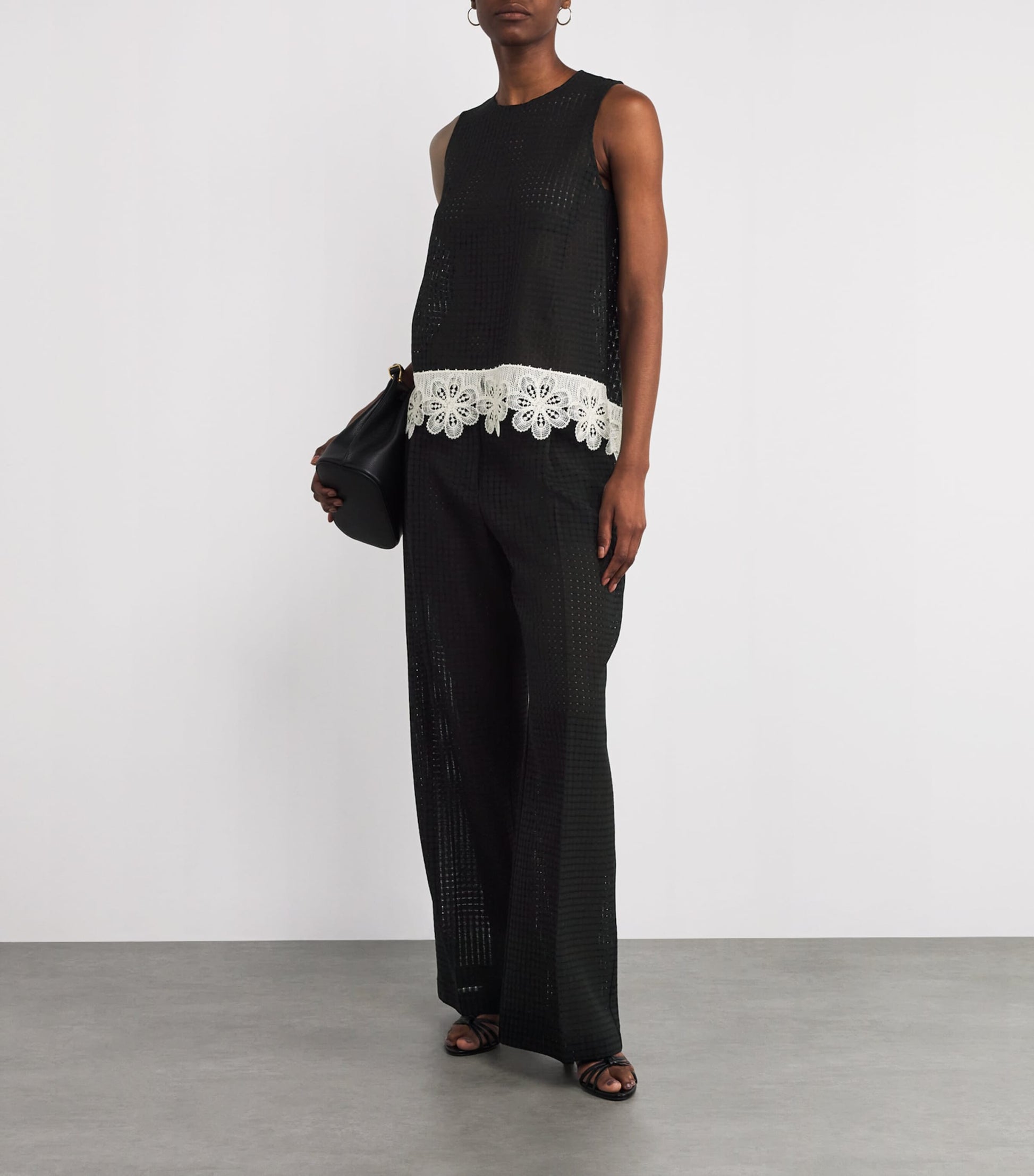 Black Crochet La Scala Trousers