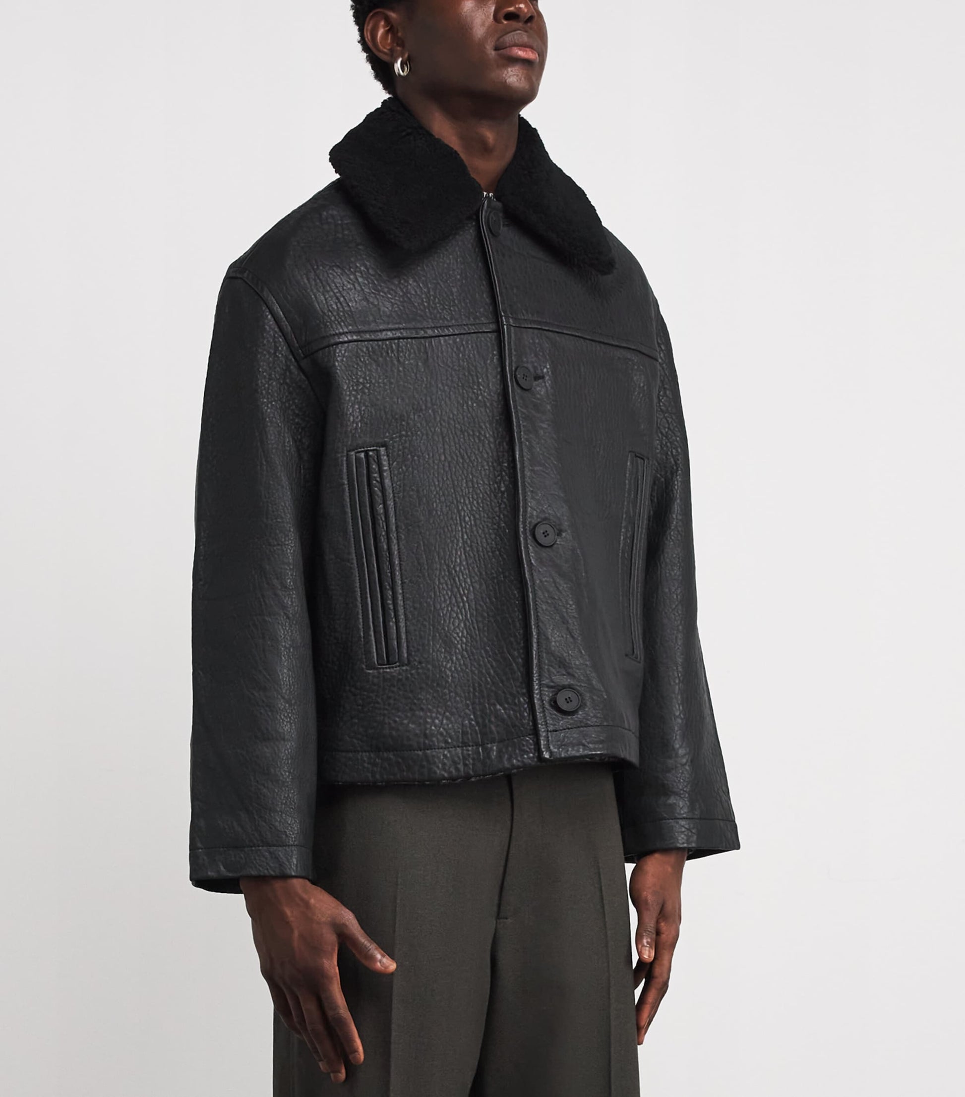 Studio Nicholson black Del Leather Jacket