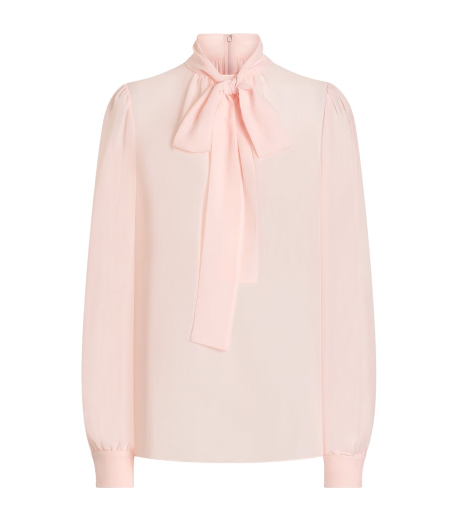 Dolce & Gabbana Silk Georgette Bow-Detail Blouse