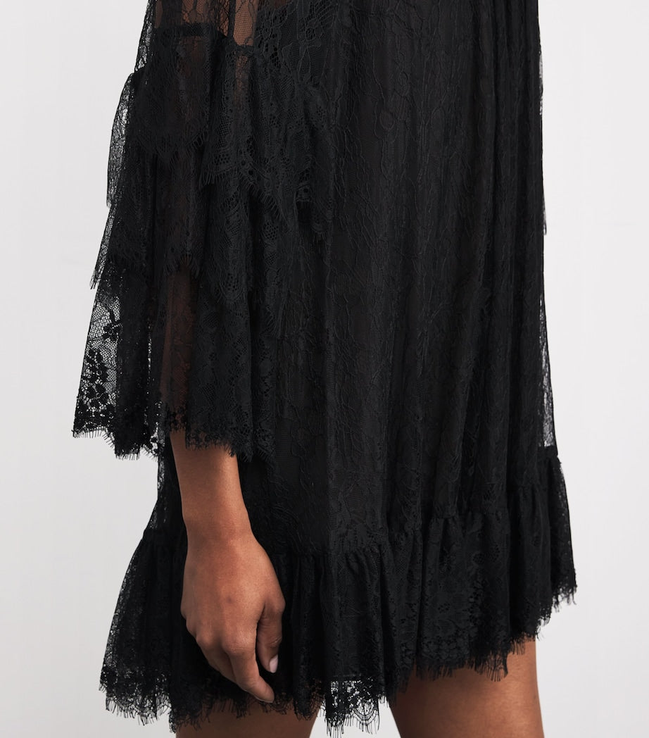 Alice+Olivia Black Lace Delia Mini Dress