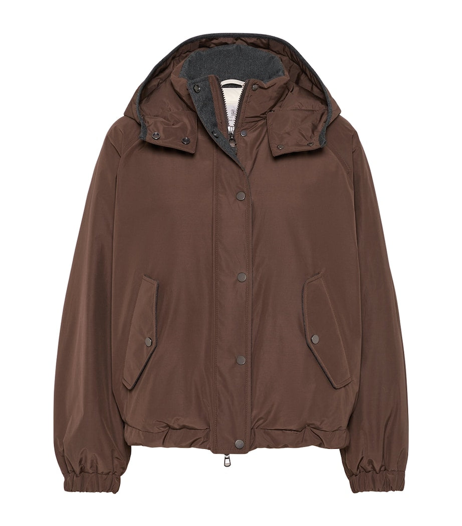 Brunello Cucinelli Black Techno Cotton Puffer Jacket