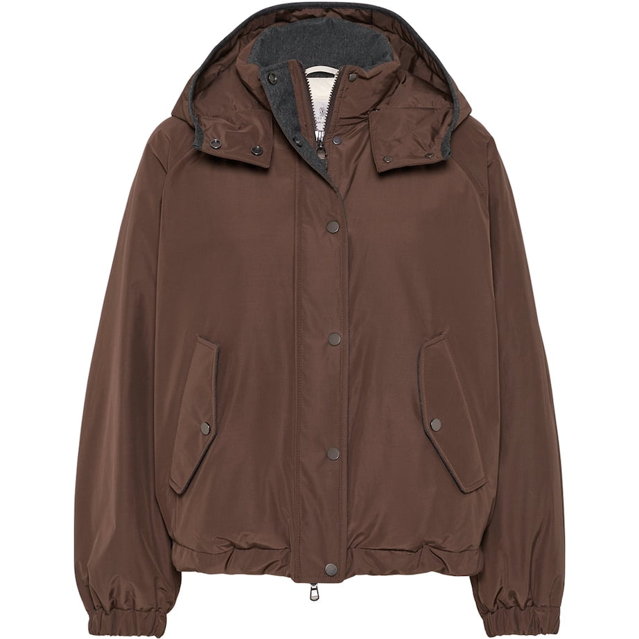 Brunello Cucinelli Black Techno Cotton Puffer Jacket