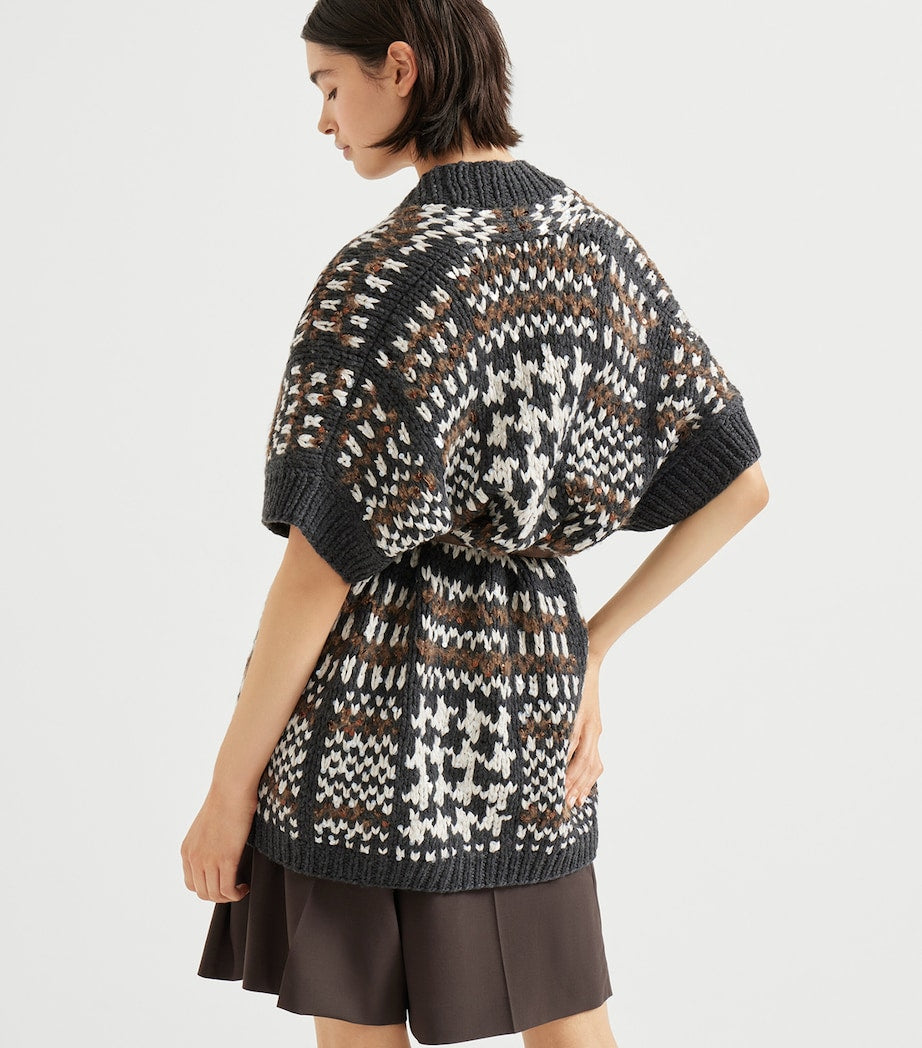 Brunello Cucinelli Black Cashmere Belted Opera Cardigan