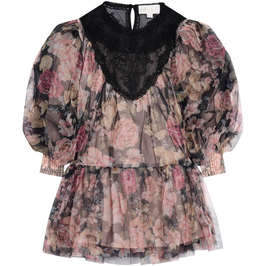 PETITE AMALIE Multi Vintage Yoke Tulle Smock Dress (4-16 Years)