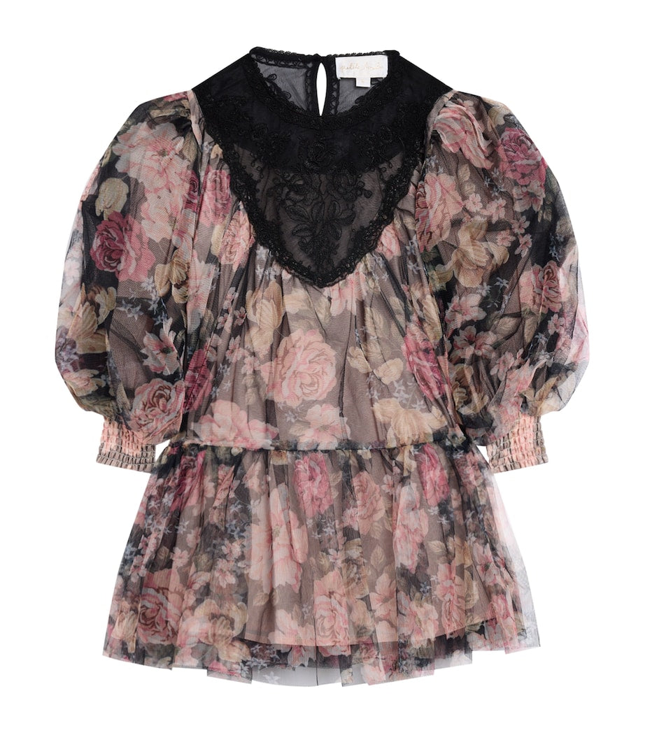 PETITE AMALIE Multi Vintage Yoke Tulle Smock Dress (4-16 Years)