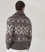 Brown Alpaca-Virgin Wool-Cashmere Jacquard Cardigan