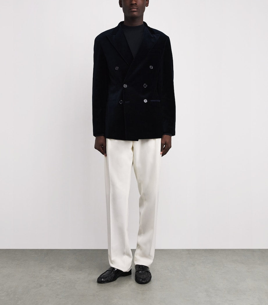 Polo Ralph Lauren Navy Velvet Double Breasted Blazer