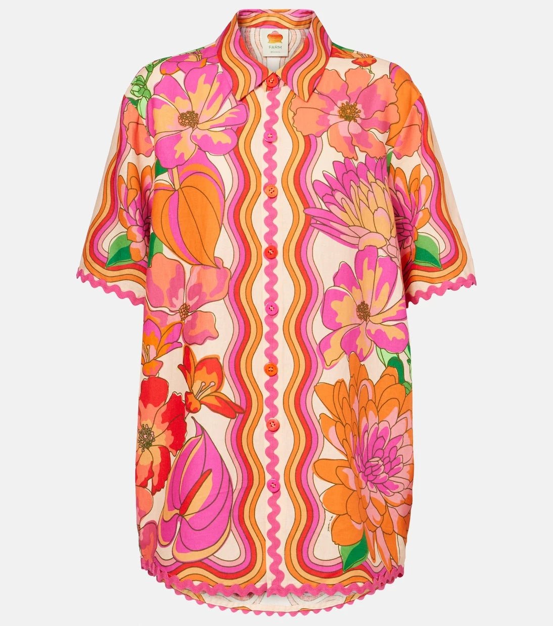 Farm Rio - Floral linen-blend shirt