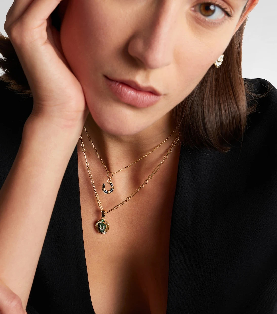 FoundRae - 18kt gold necklace with emerald and diamonds