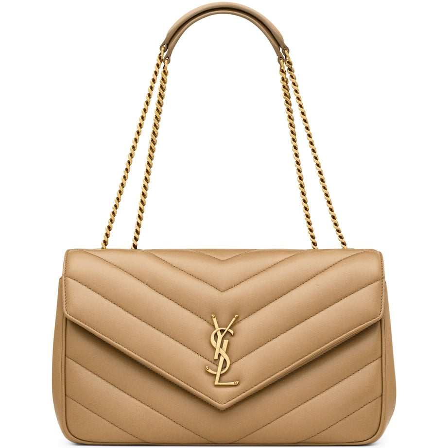 Saint Laurent Brown Medium Leather Loulou Shoulder Bag