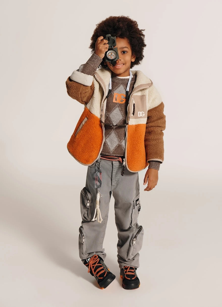 Dolce&Gabbana Kids - Colorblocked logo teddy jacket