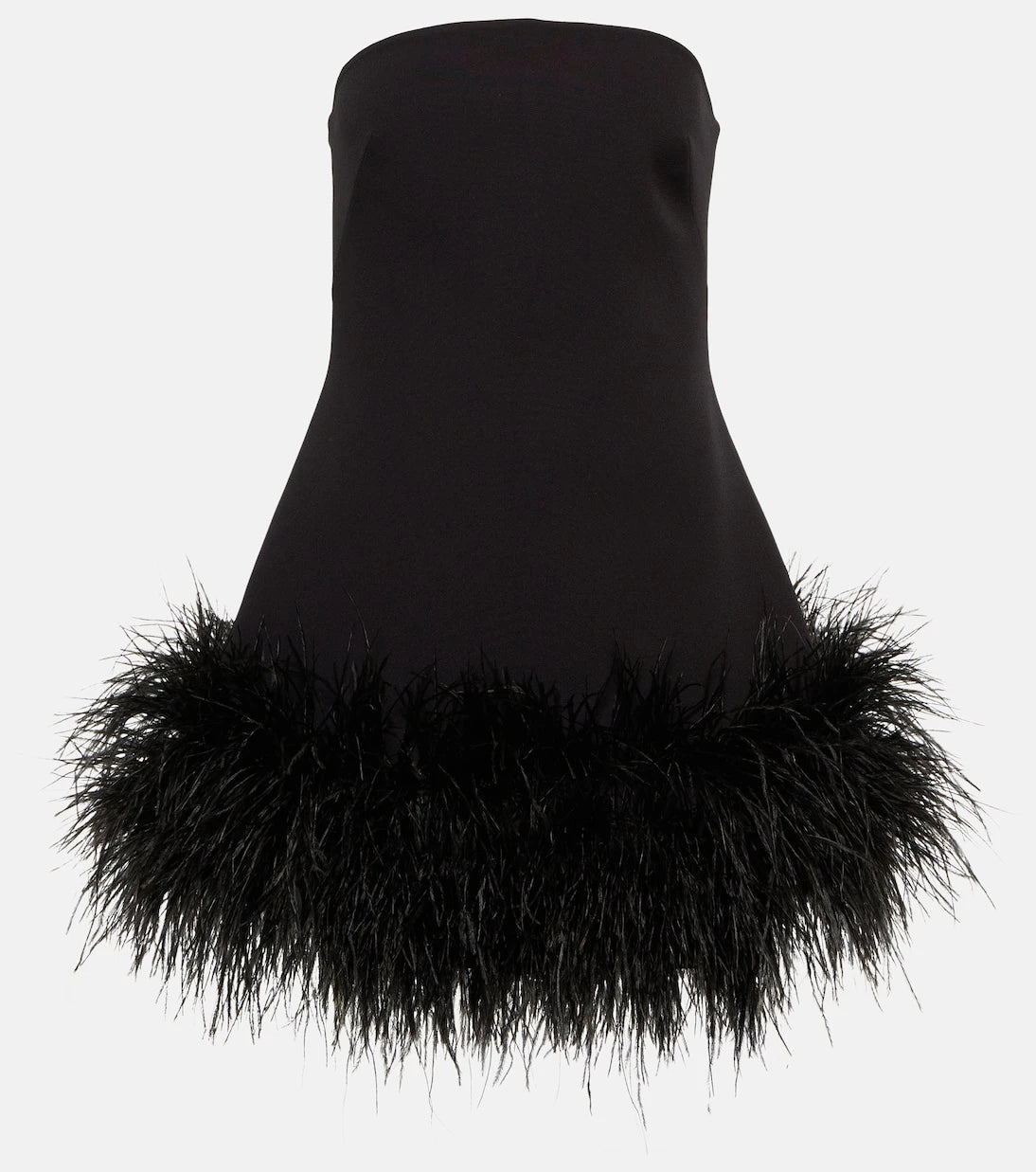 Safiyaa - Strapless feather-trimmed minidress