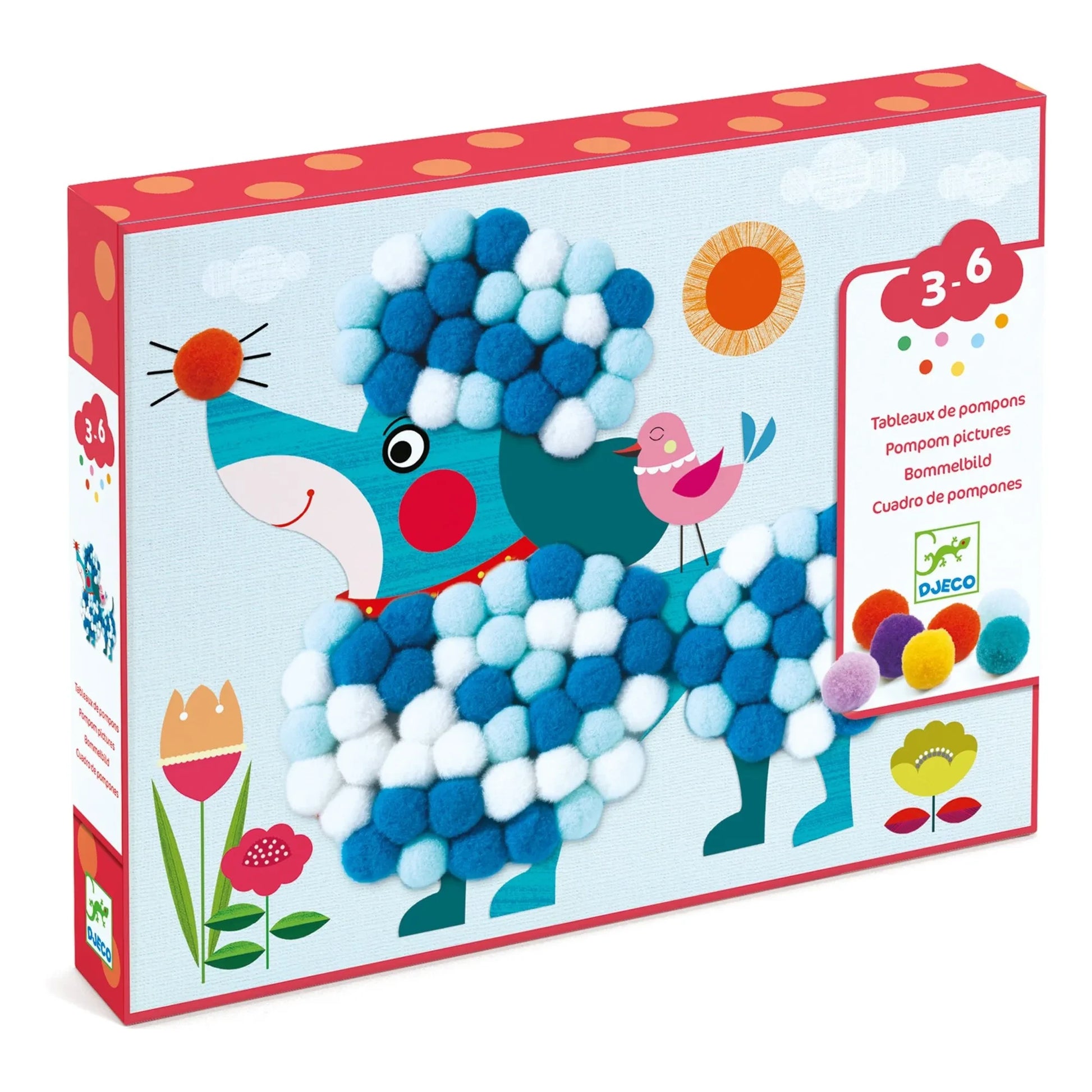 Djeco - Pompom tables Dogs to pet | Blue